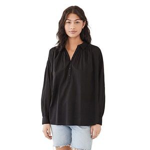 Nili Lotan Miles Tunic Shirt Top Cotton Oversized Collared Black S NEW 279574